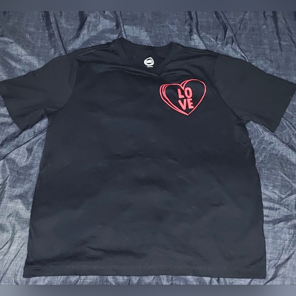 Wonder Nation Black Tee with Red Heart Design